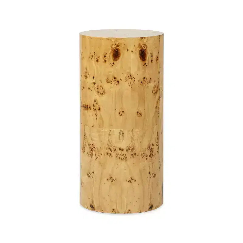 Jennifer Taylor Home Nebula 29.5 Burl Accent Pillar Side Table, Warm Natural Brown Burl Wood