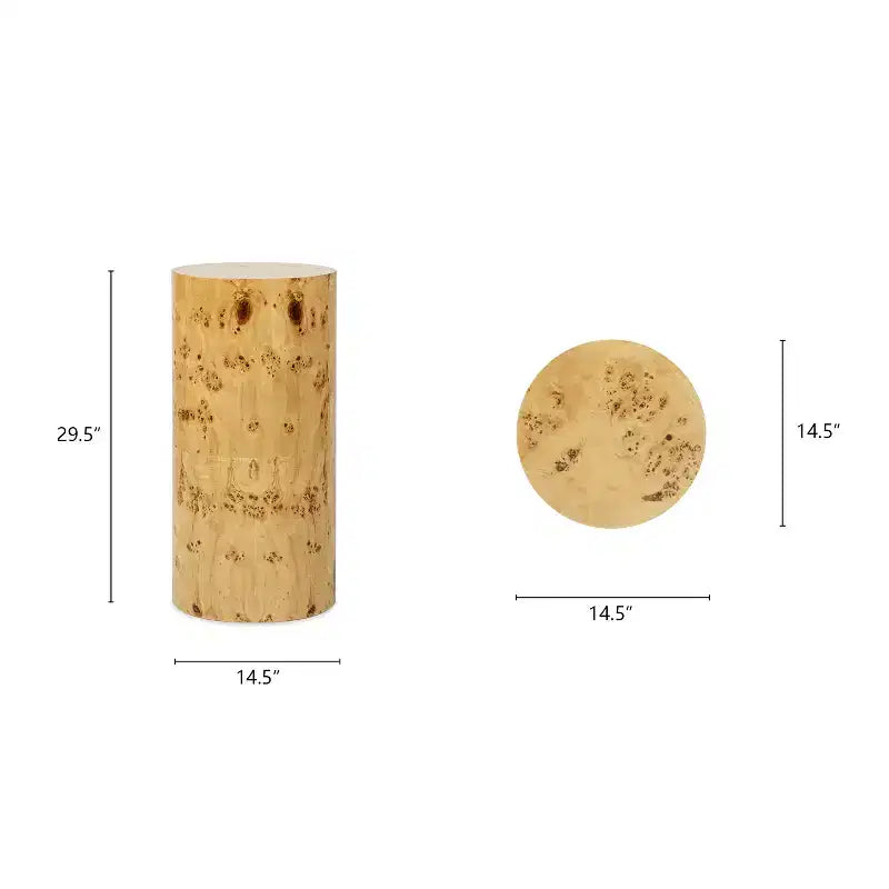 29,5 Table d'appoint pilier en loupe, bois de loupe marron naturel chaud