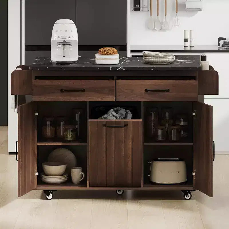 Desserte de cuisine roulante avec table pliante