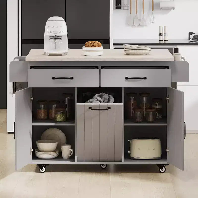 Desserte de cuisine roulante avec table pliante