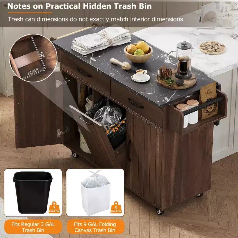 Desserte de cuisine roulante avec table pliante
