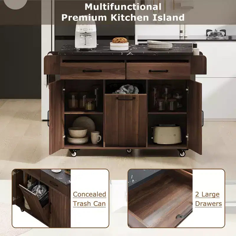 Desserte de cuisine roulante avec table pliante
