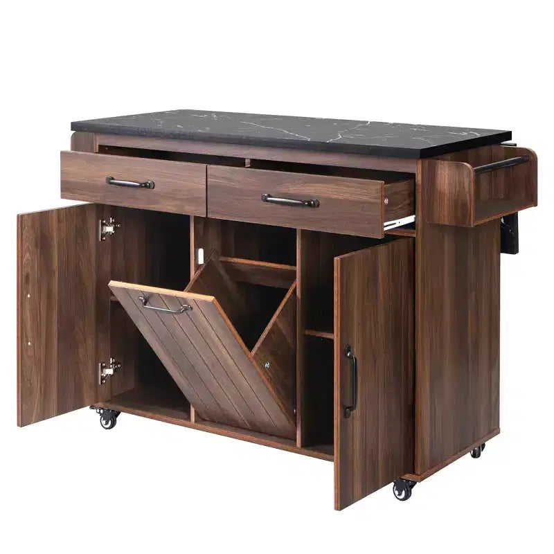 Desserte de cuisine roulante avec table pliante