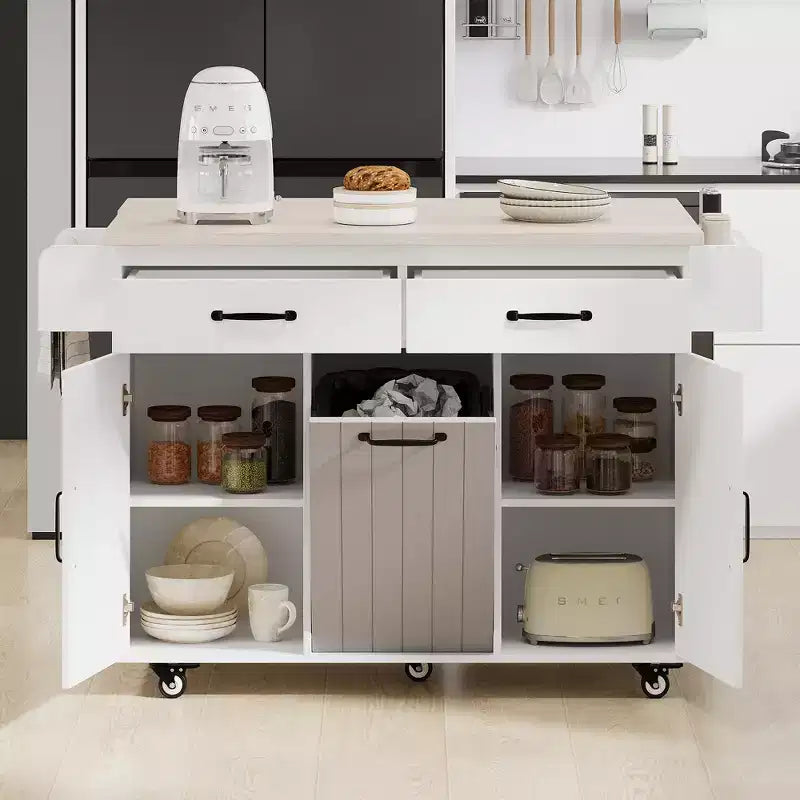 Desserte de cuisine roulante avec table pliante