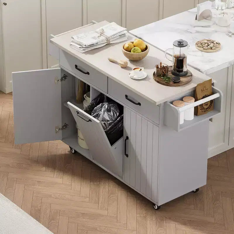 Desserte de cuisine roulante avec table pliante
