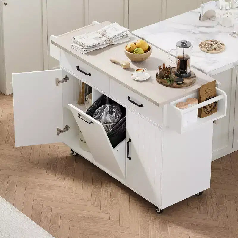 Desserte de cuisine roulante avec table pliante