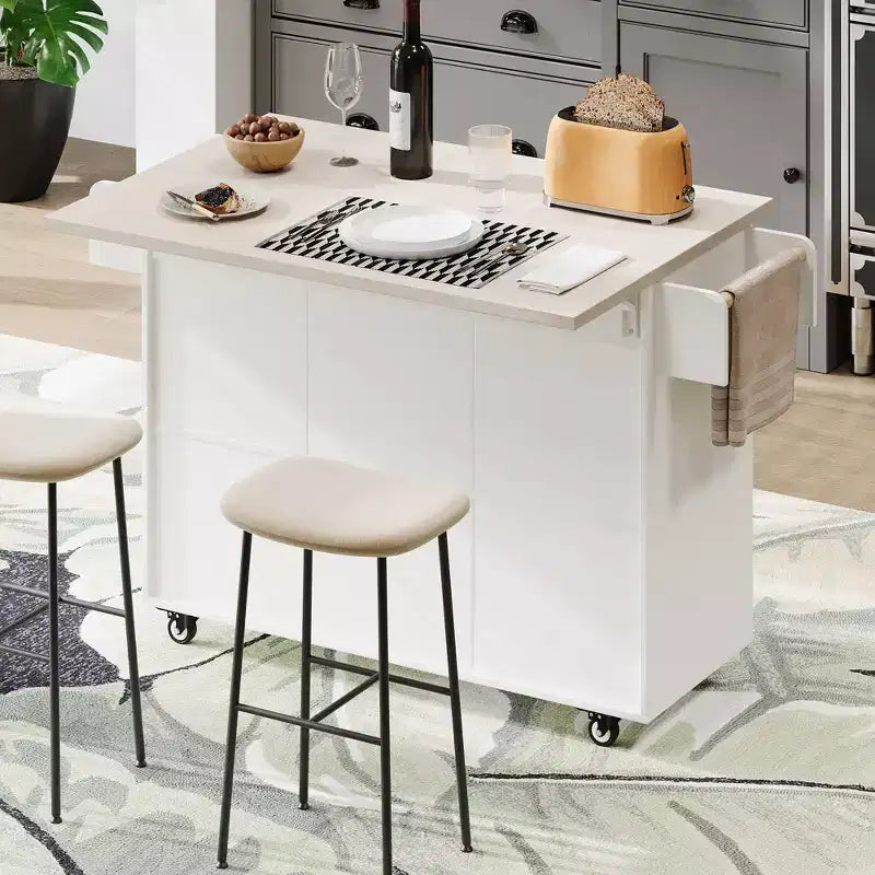 Desserte de cuisine roulante avec table pliante
