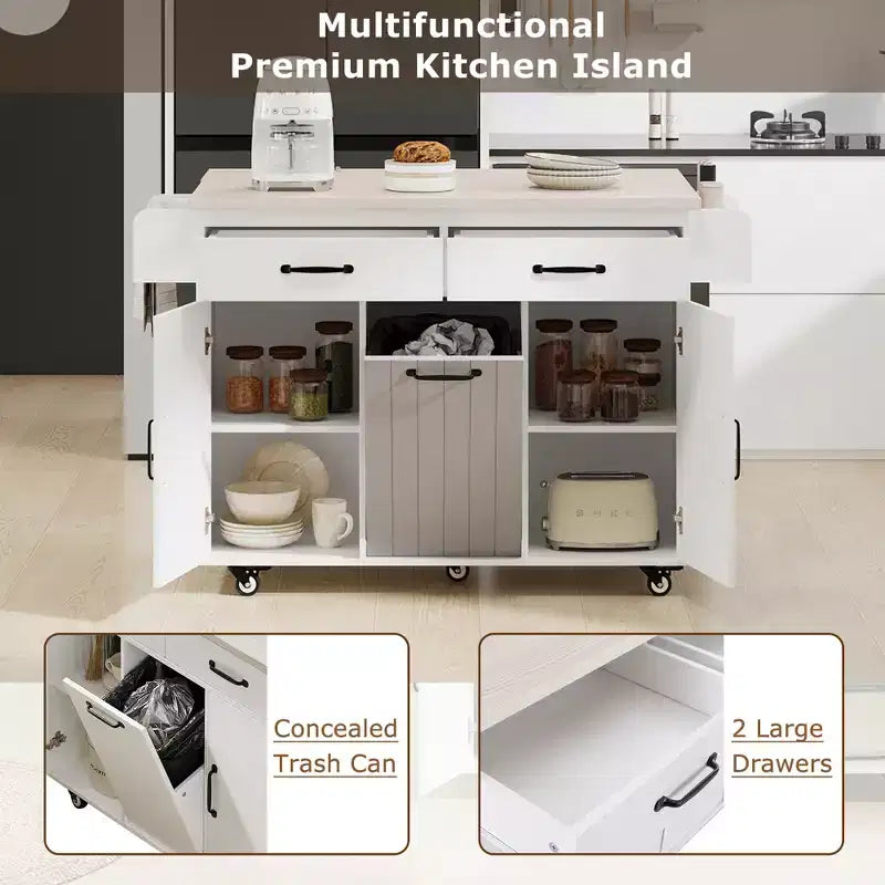 Desserte de cuisine roulante avec table pliante