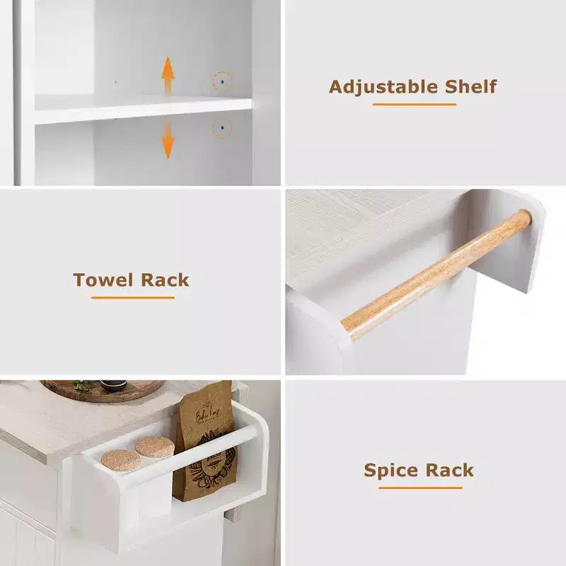 Desserte de cuisine roulante avec table pliante