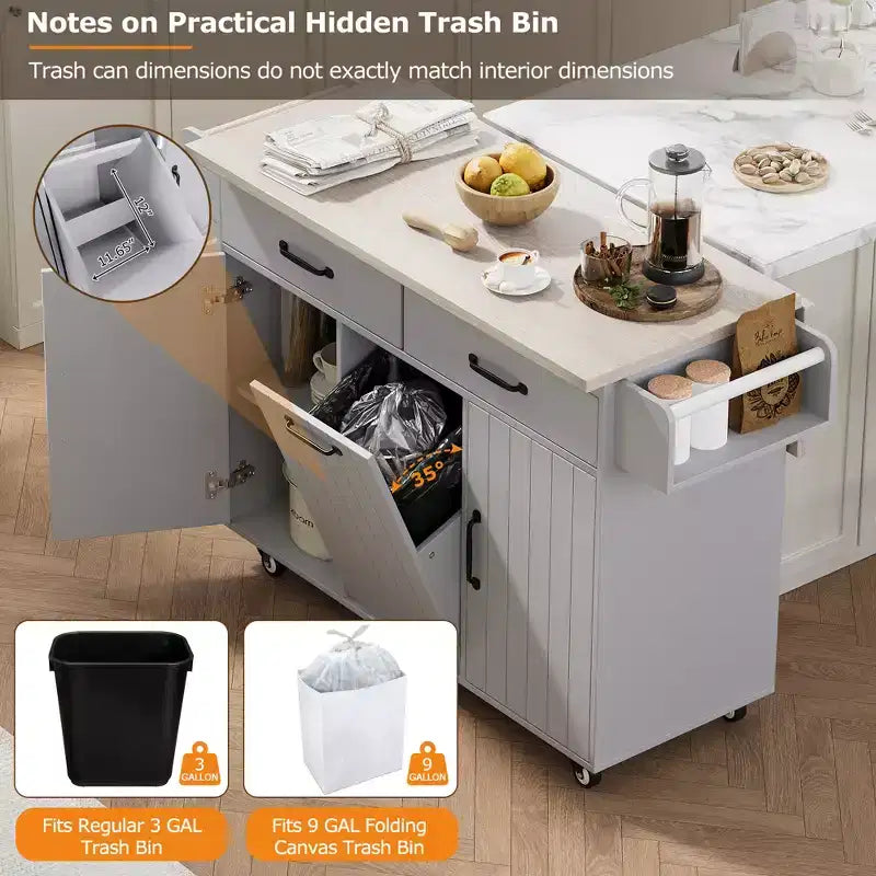 Desserte de cuisine roulante avec table pliante