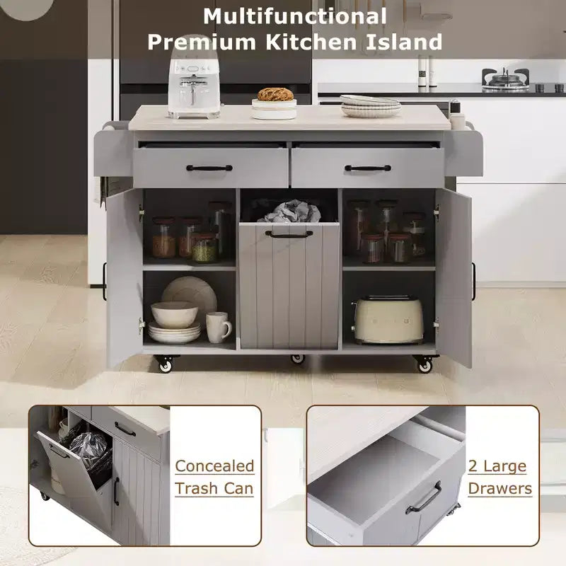 Desserte de cuisine roulante avec table pliante