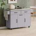 Kitchen Island with Trash Can Storage Cabinet &amp; Adjustable Shelf, Rolling Kitchen Cart with Drop Leaf, Towel Rack and Drawer - ModernLuxe