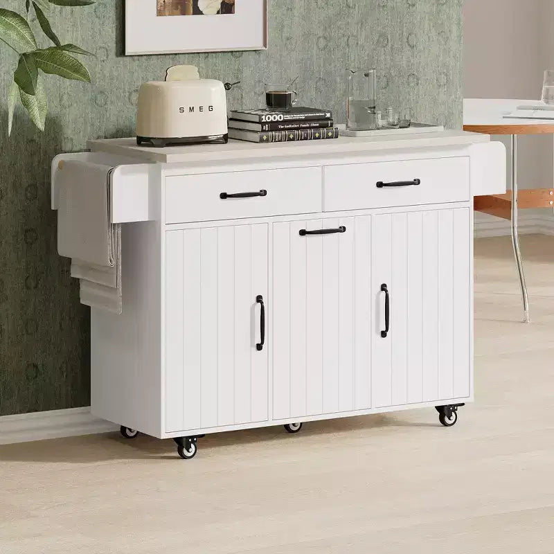 Desserte de cuisine roulante avec table pliante