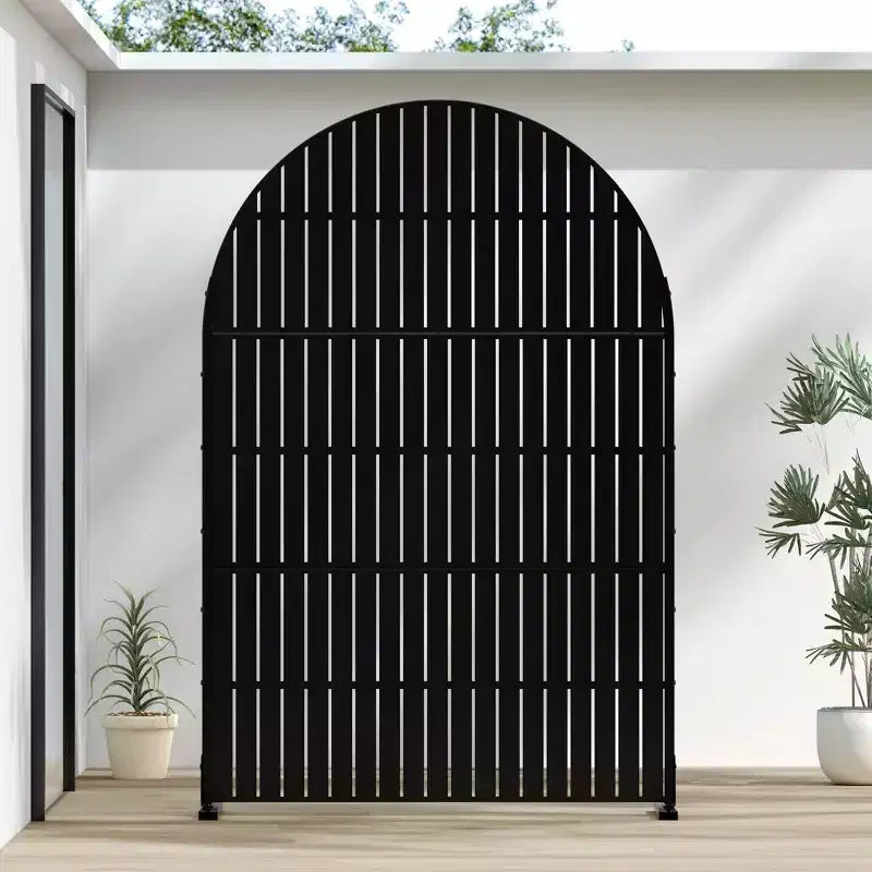 71.37x46.8inch vertical fence black arched galvanized sheet screen independent metal privacy screen and panel