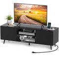 Costway TV Stand for 60 TVs Mid Century Modern Media Console Table with Adjustable Shelf Brown/Black