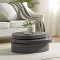 32W Rotating Coffee Table Cocktail Table Center Table, Oval, Black - Merax