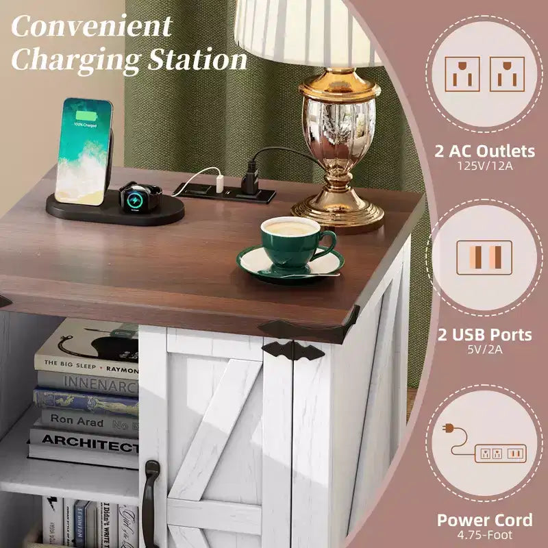 Table de chevet/table basse avec station de recharge