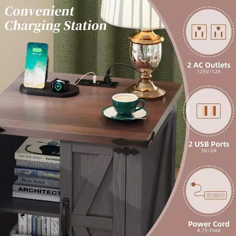 Table de chevet/table basse avec station de recharge
