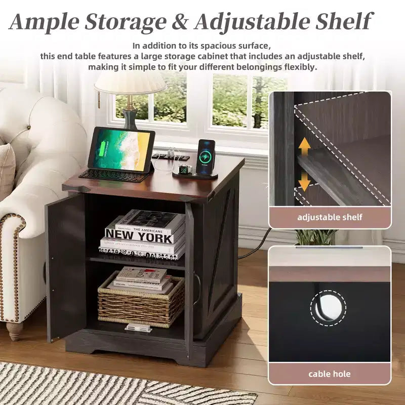 Table de chevet/table basse avec station de recharge