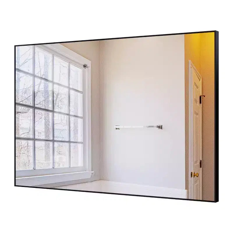 Miroir de salle de bain noir moderne : Cadre en aluminium, Vertical/Horizontal, Décoratif