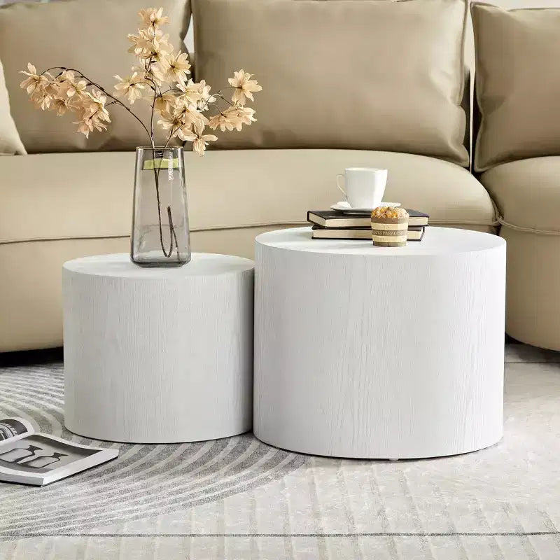 MAYEERTY 2-Piece Round Coffee Table Set No Assembly Living Room Office Bedroom