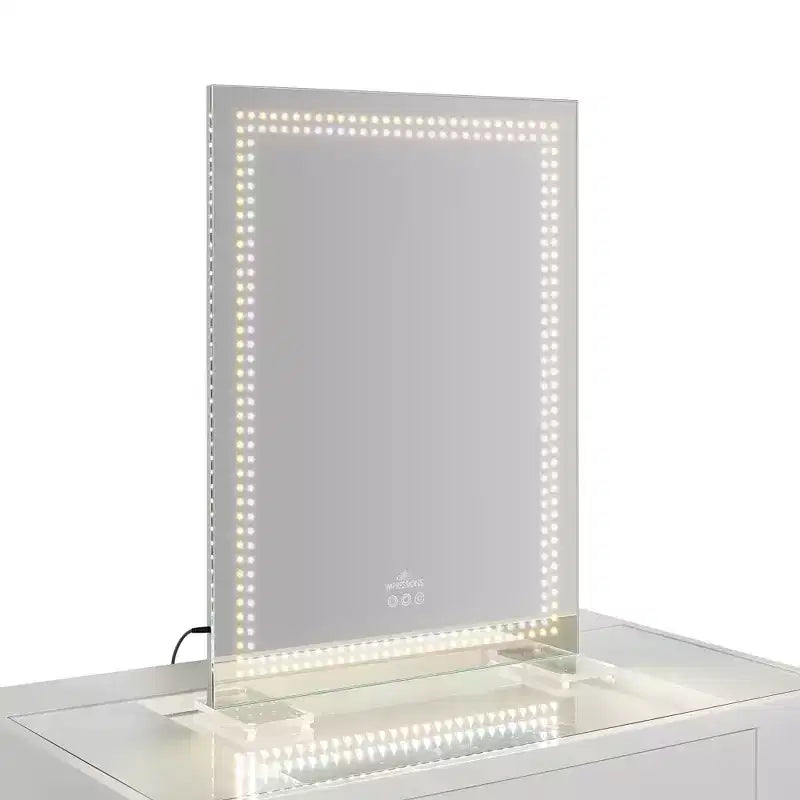 Miroir de maquillage avec éclairage LED tricolore et design ultra-mince sans cadre en alliage d'aluminium