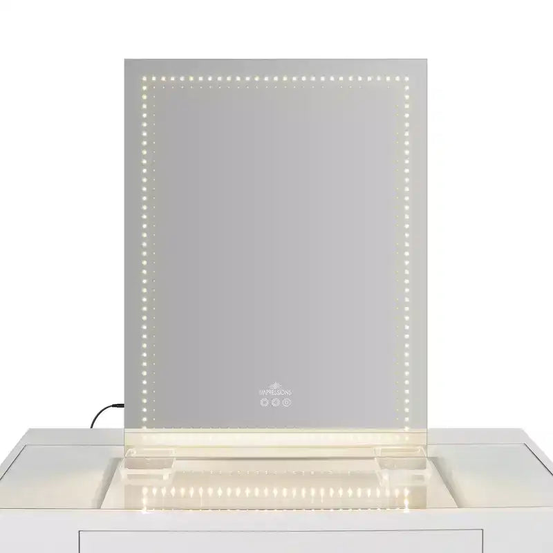 Miroir de maquillage avec éclairage LED tricolore et design ultra-mince sans cadre en alliage d'aluminium