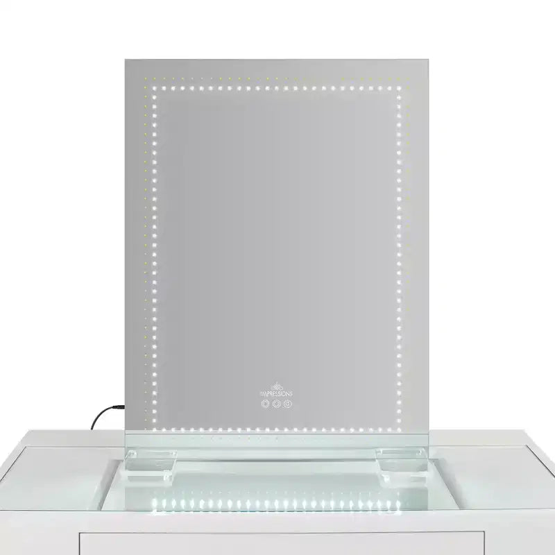 Miroir de maquillage avec éclairage LED tricolore et design ultra-mince sans cadre en alliage d'aluminium