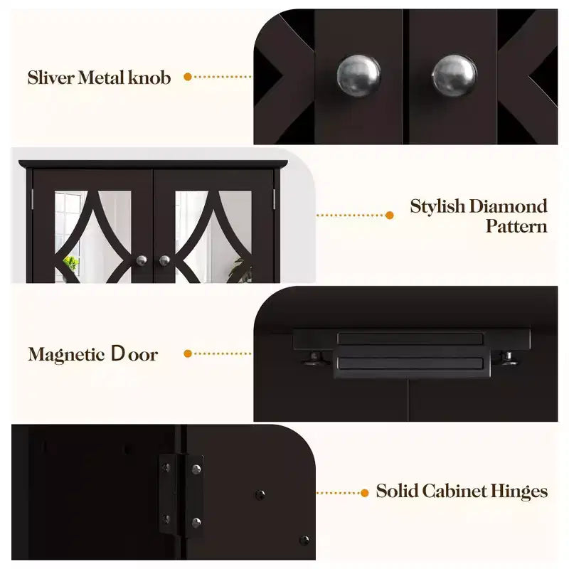 Armoire à pharmacie avec miroir, Meuble de rangement mural avec étagères réglables et porte-serviettes, pour salle de bain, buanderie