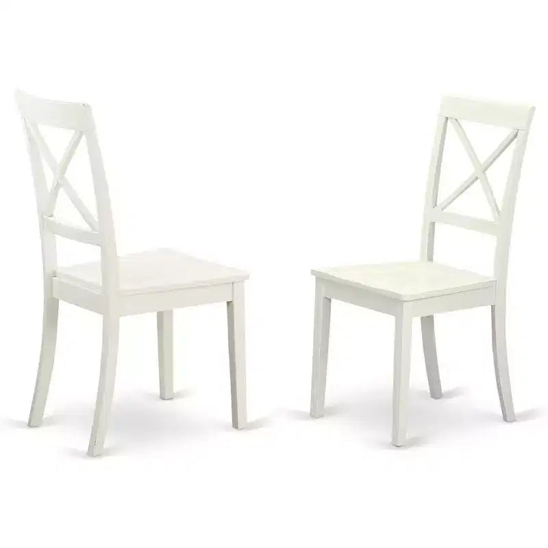 Chaises de salle à manger avec dossier croisé et assise en bois massif
