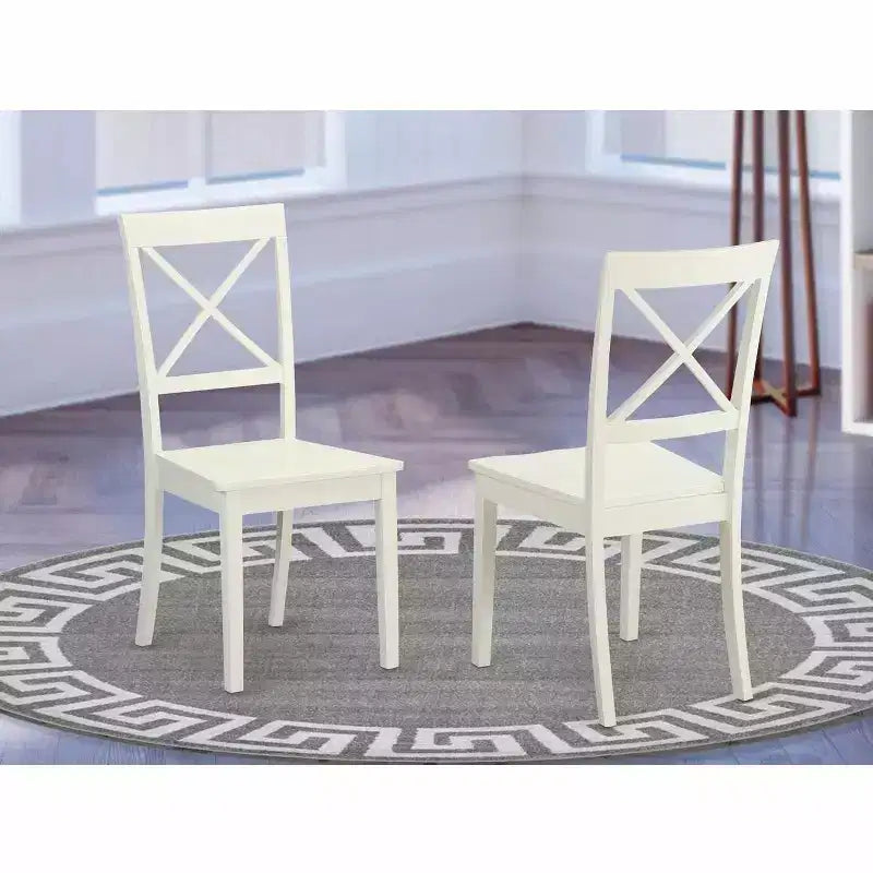 Chaises de salle à manger avec dossier croisé et assise en bois massif