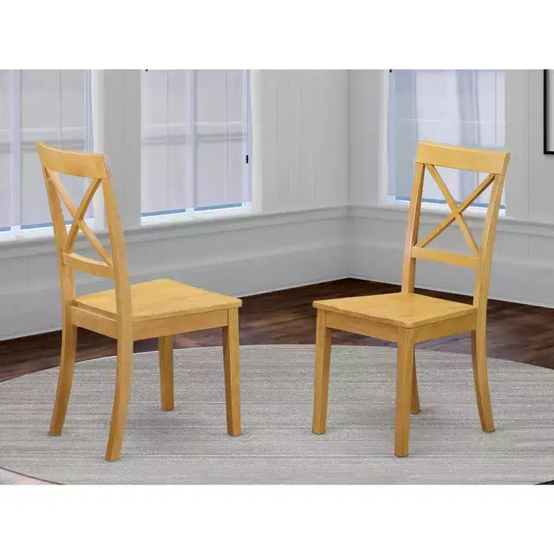 Chaises de salle à manger avec dossier croisé et assise en bois massif
