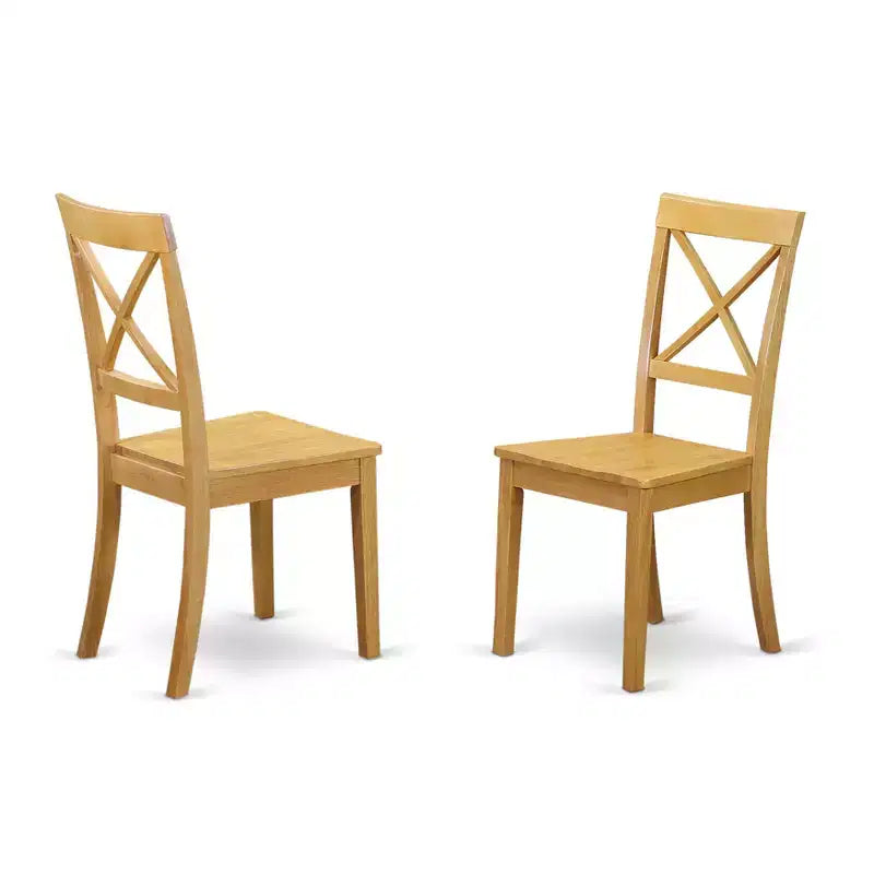 Chaises de salle à manger avec dossier croisé et assise en bois massif