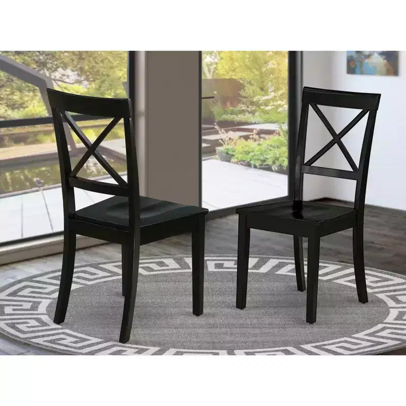 Chaises de salle à manger avec dossier croisé et assise en bois massif
