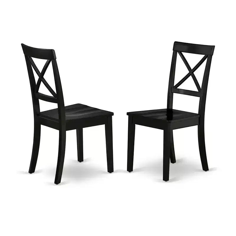 Chaises de salle à manger avec dossier croisé et assise en bois massif
