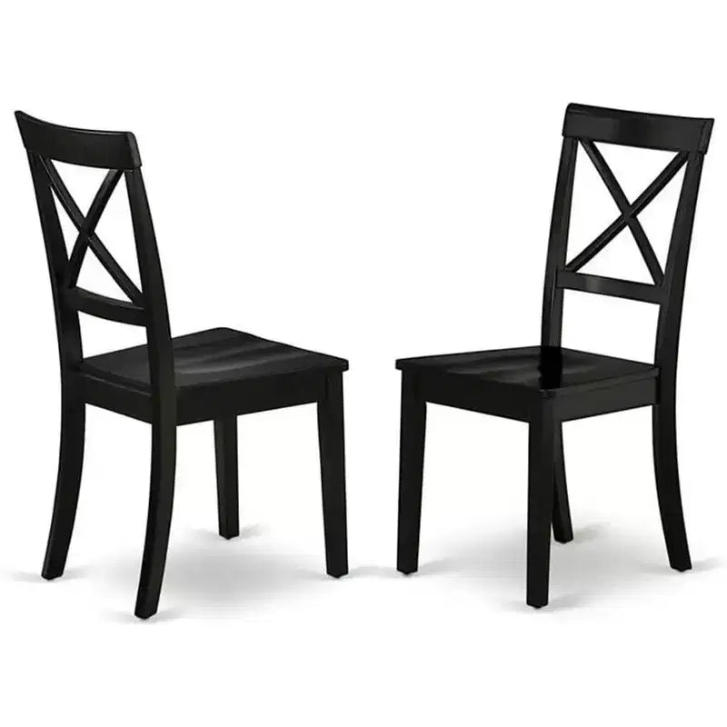 Chaises de salle à manger avec dossier croisé et assise en bois massif