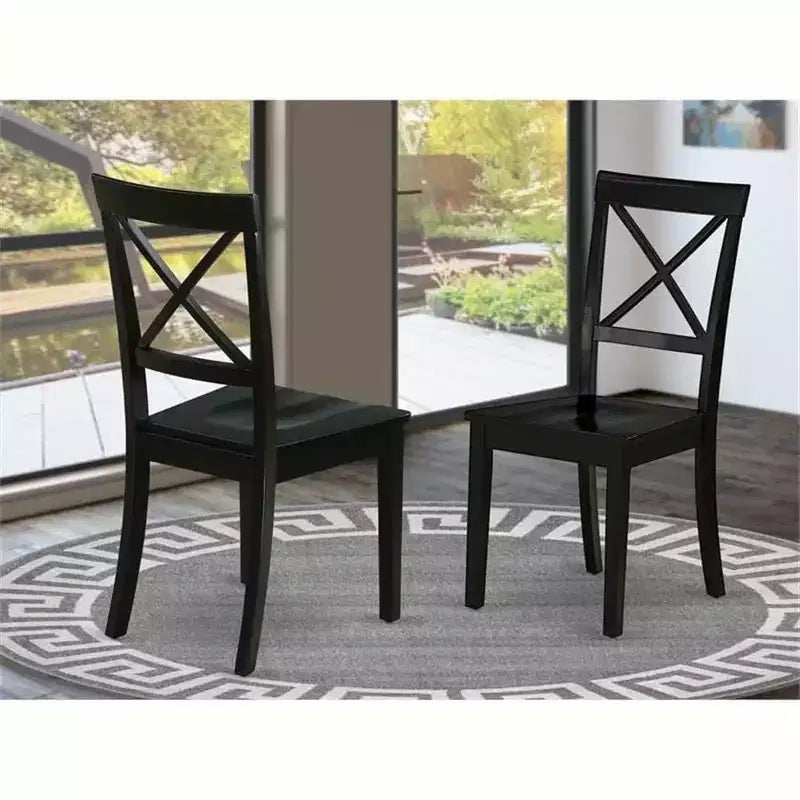 Chaises de salle à manger avec dossier croisé et assise en bois massif
