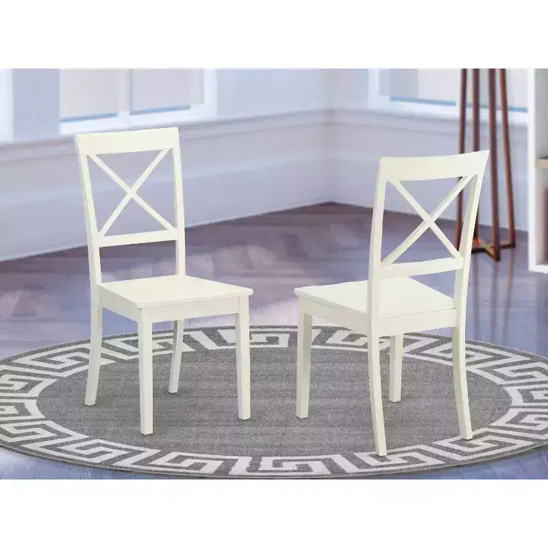 Chaises de salle à manger avec dossier croisé et assise en bois massif