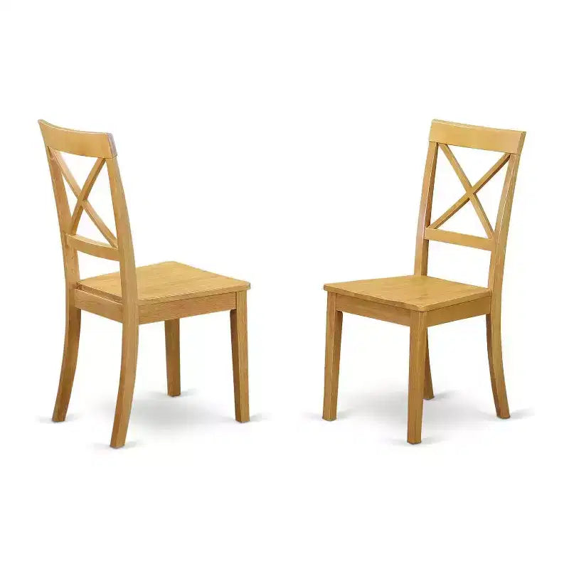 Chaises de salle à manger avec dossier croisé et assise en bois massif