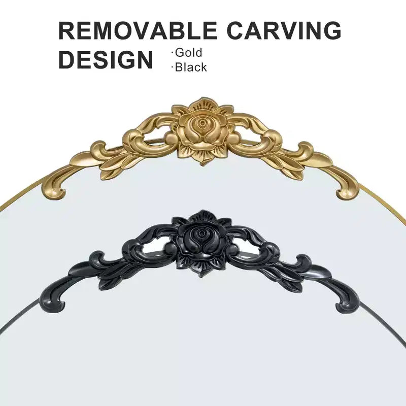 Miroir de plain-pied à arche : Élégance classique, cadre en bois