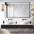 Slim Black Aluminum Frame Rectangular Mirror 130x80x2cm