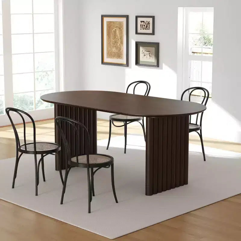 Table de salle à manger ovale avec double piédestal Tables de cuisine