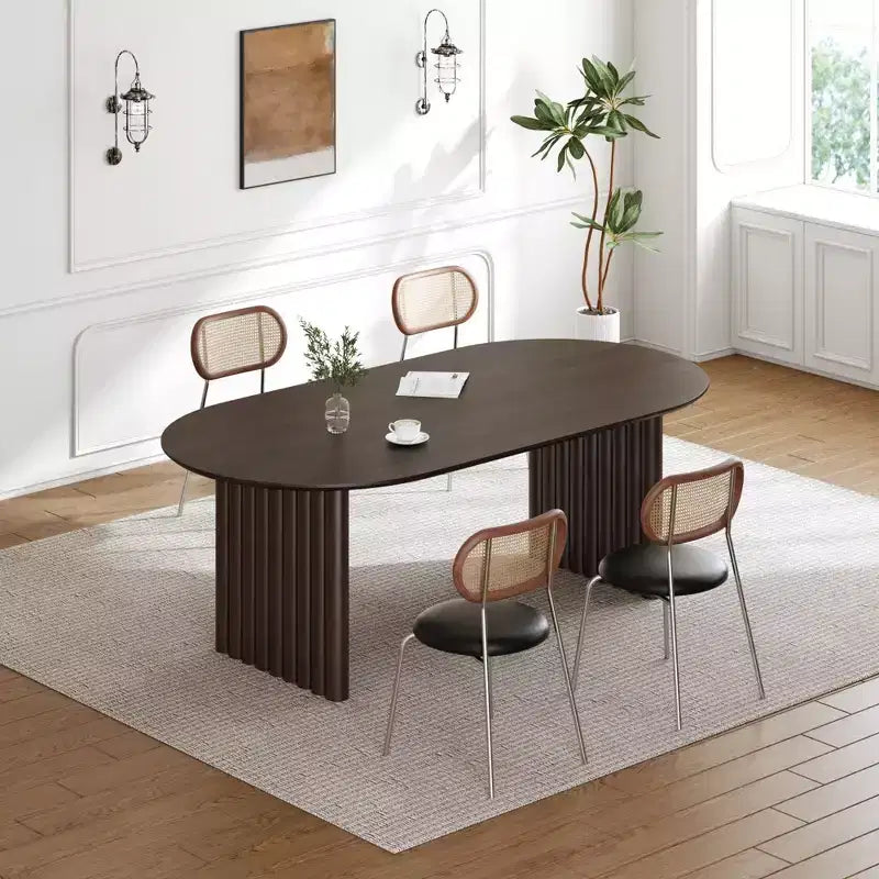 Table de salle à manger ovale avec double piédestal Tables de cuisine
