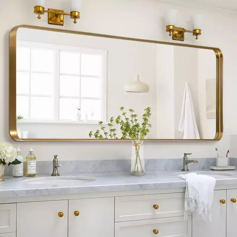 Miroir sur pied moderne : Aluminium, rectangle arrondi, 162 x 53 cm
