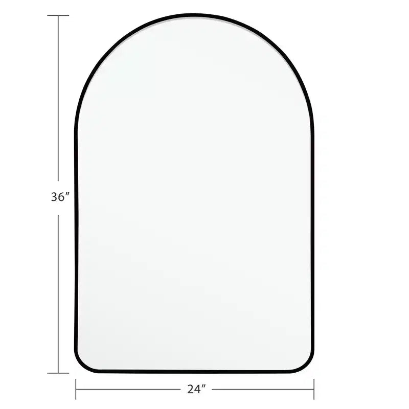 Miroir mural arche en alliage d'aluminium, cadre noir 91x61x4cm