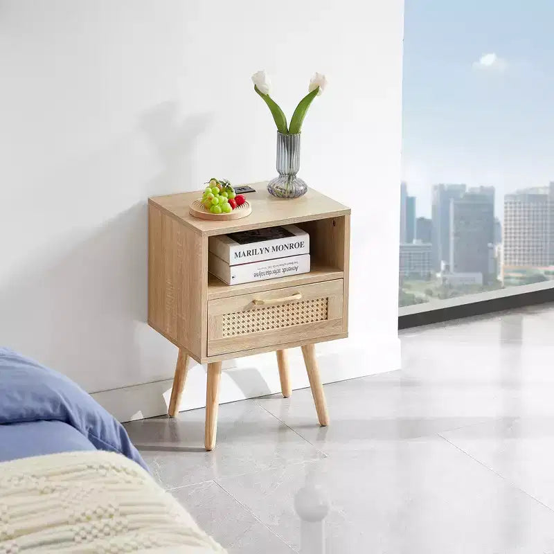 Table d'appoint en osier, table de chevet de style moderne
