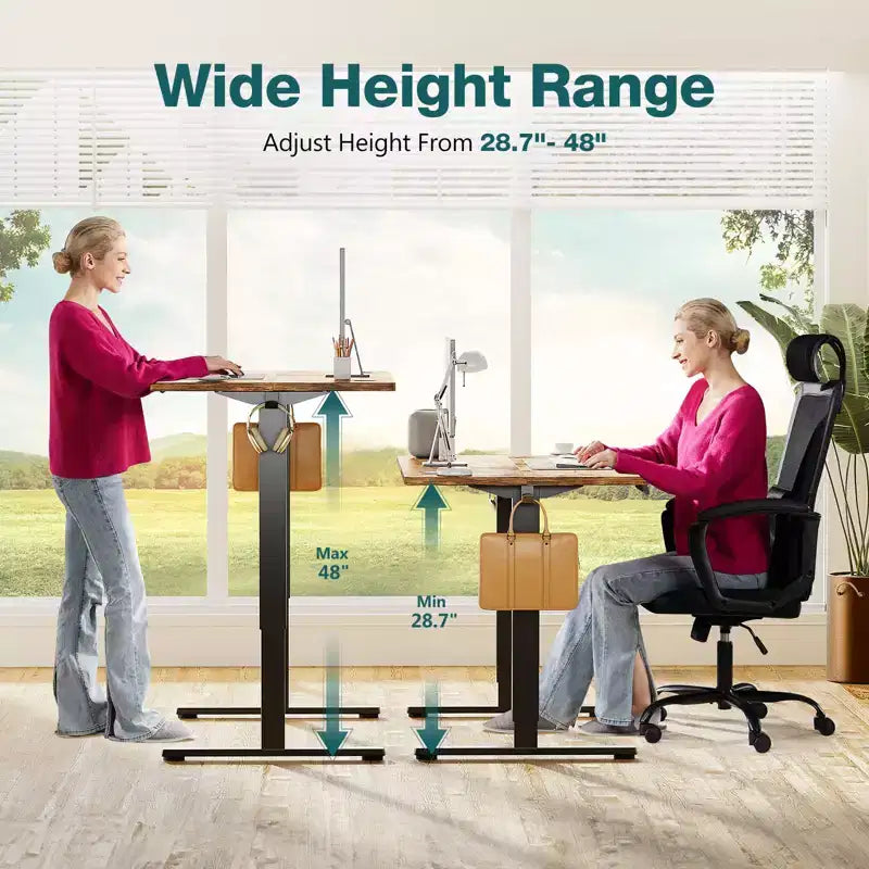 Bureau ergonomique réglable en hauteur avec support en T en métal Postes de travail informatiques modernes