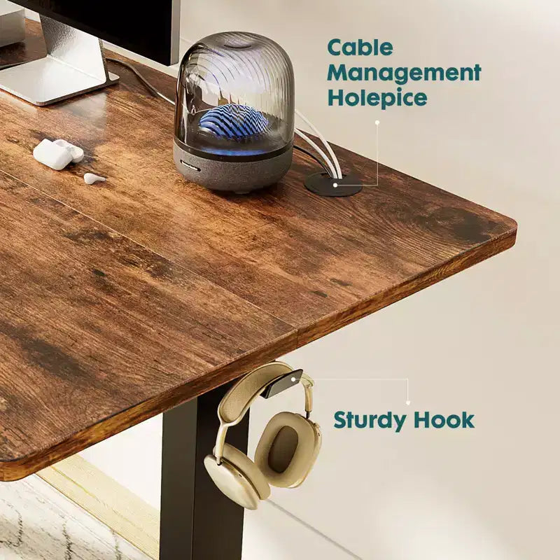Bureau ergonomique réglable en hauteur avec support en T en métal Postes de travail informatiques modernes