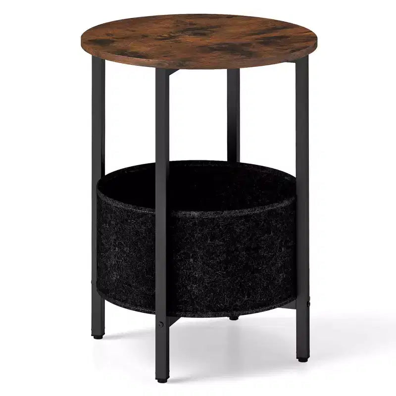 Table d'appoint ronde avec panier de rangement en feutre