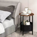 Table d'appoint ronde avec panier de rangement en feutre